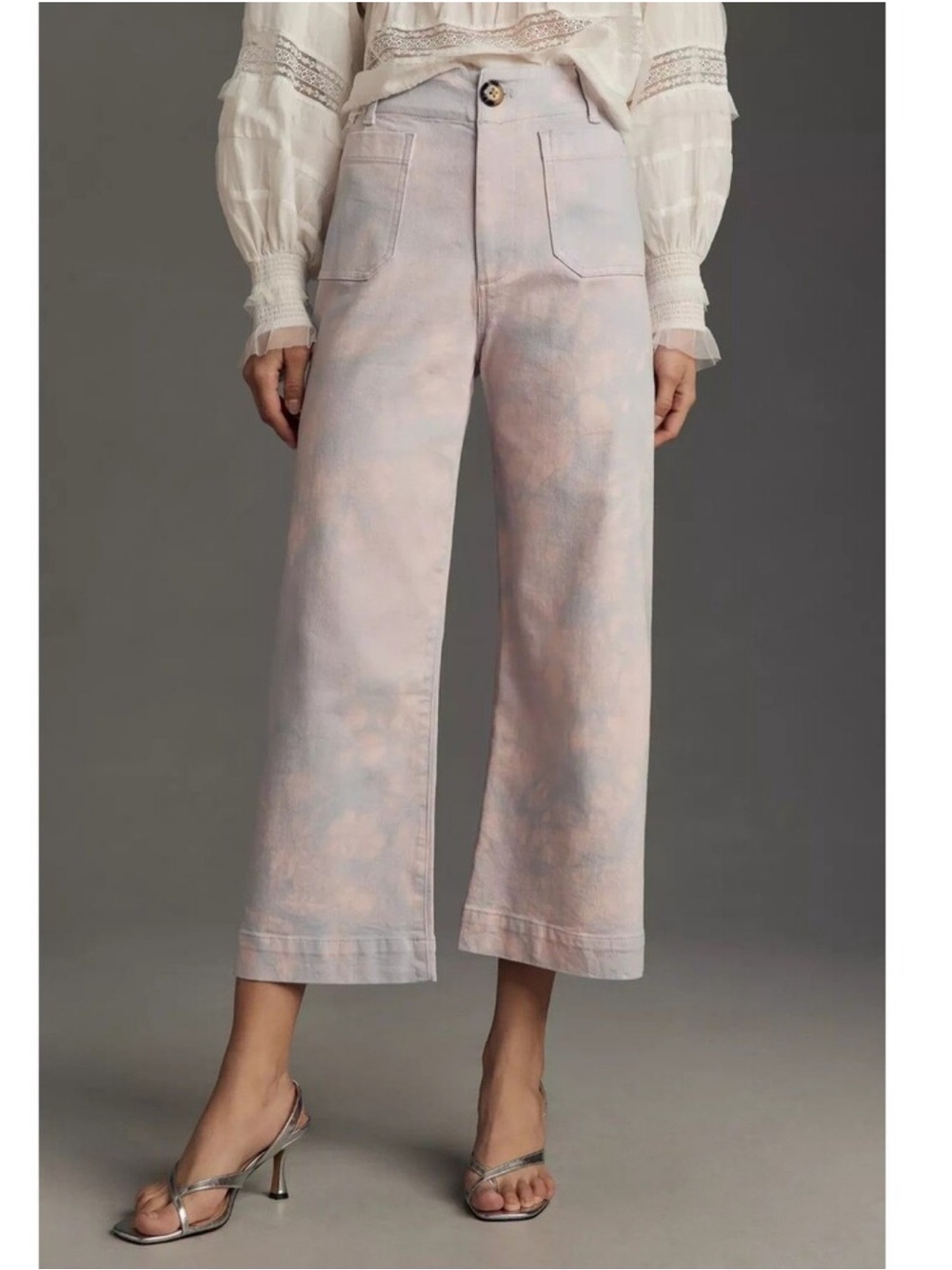 Maeve Pastel Tie-Dye Cropped Wide-Leg Pants